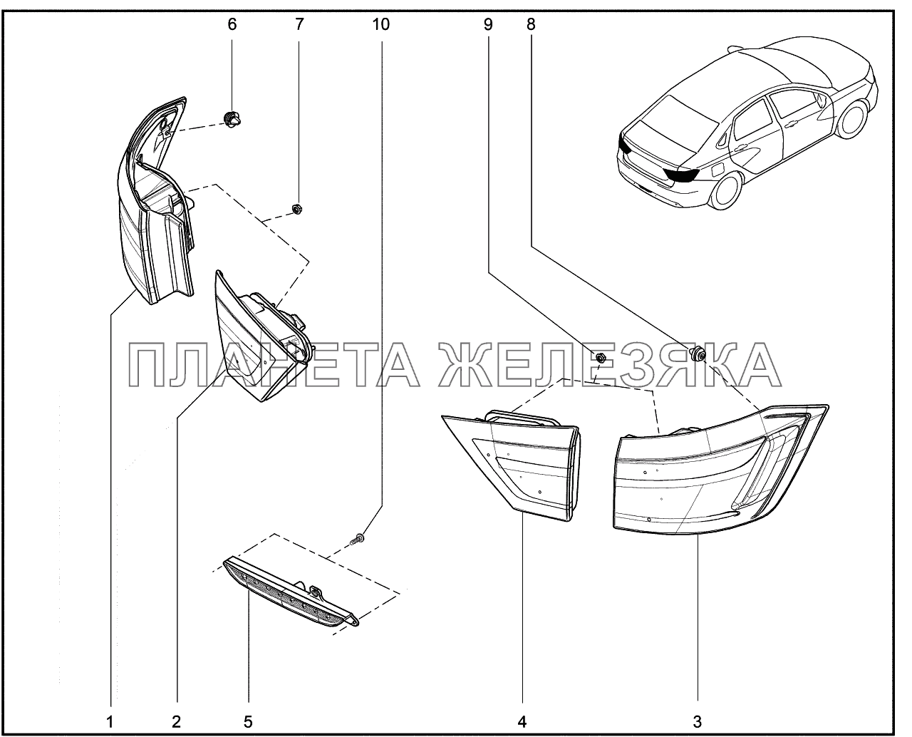 811012. Фонарь задний Lada Vesta