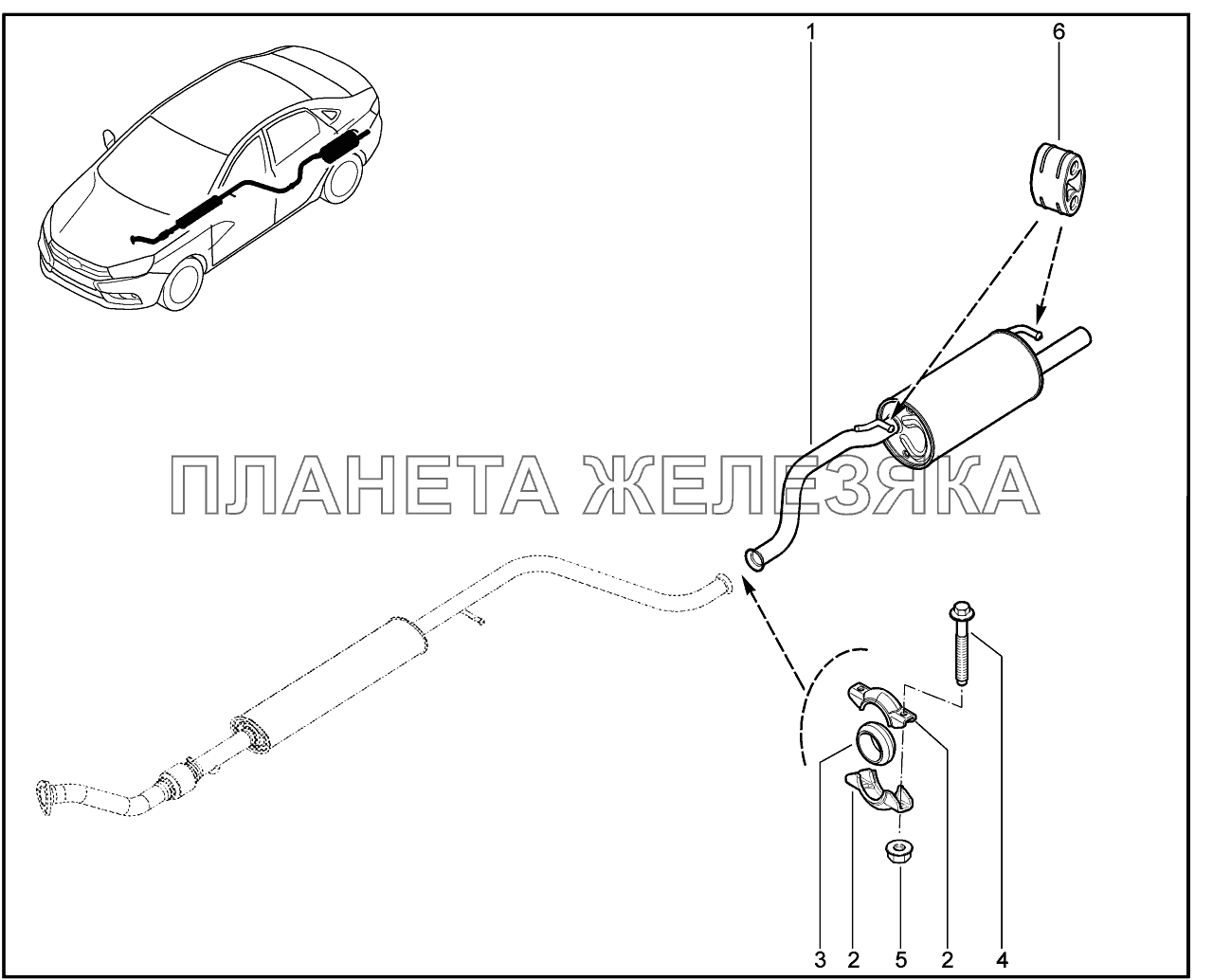 196010. Глушитель Lada Vesta