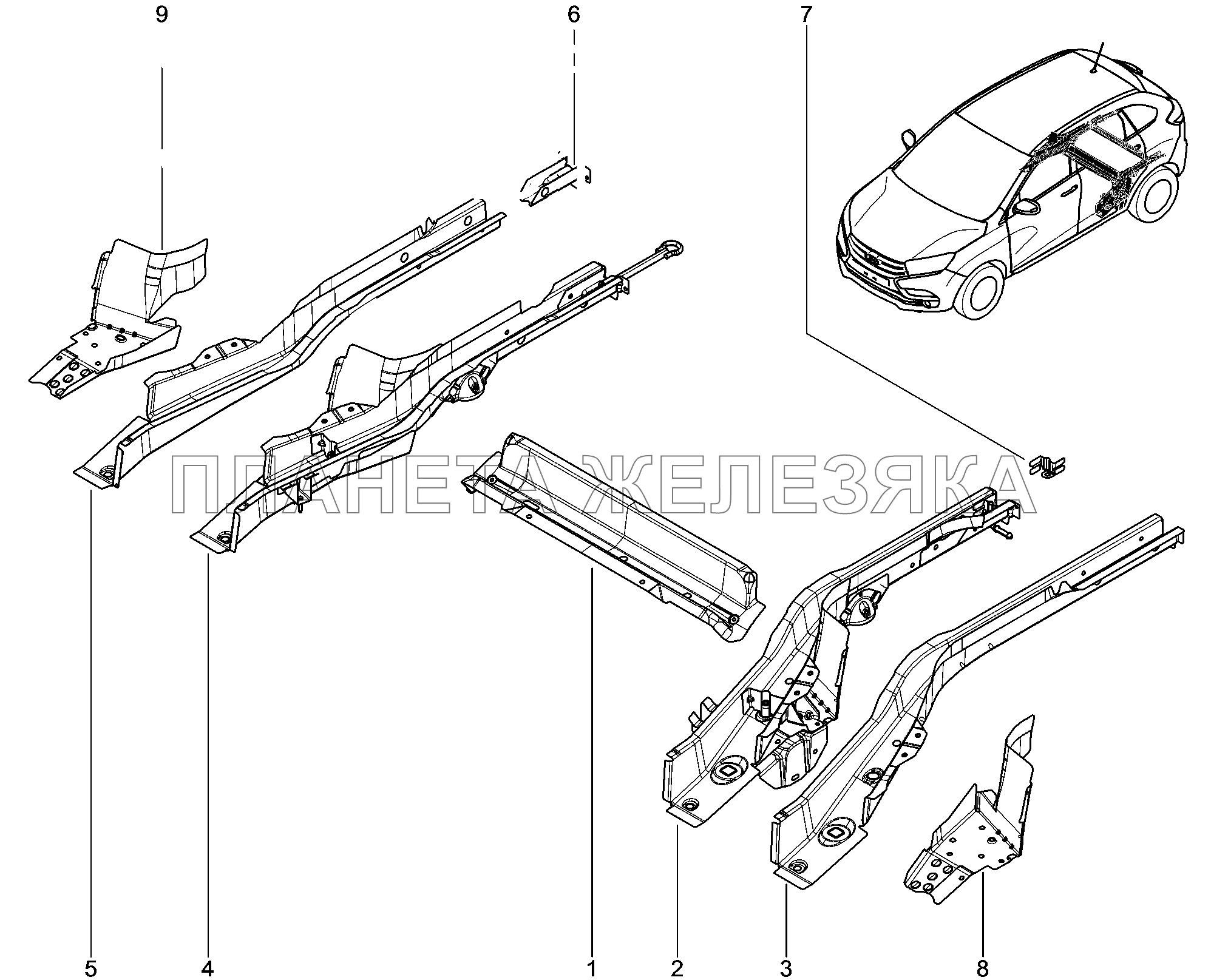 414010. Элементы нижние задние Lada Xray