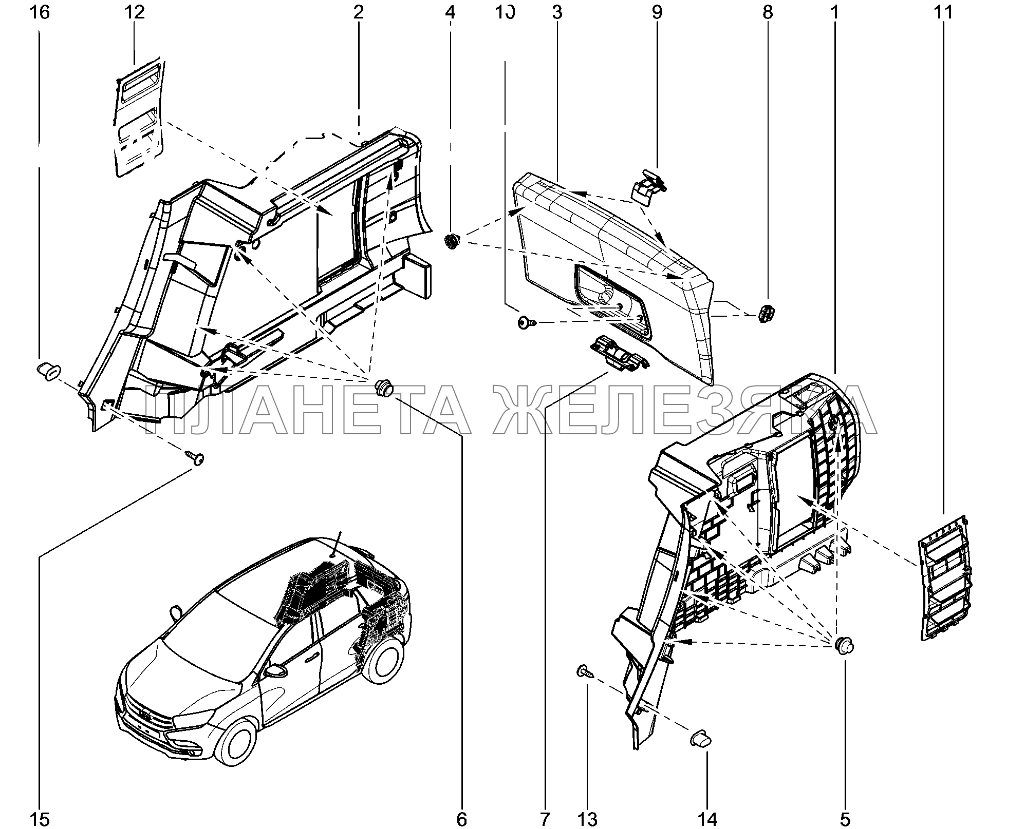 710510. Накладки внутрисалонные Lada Xray