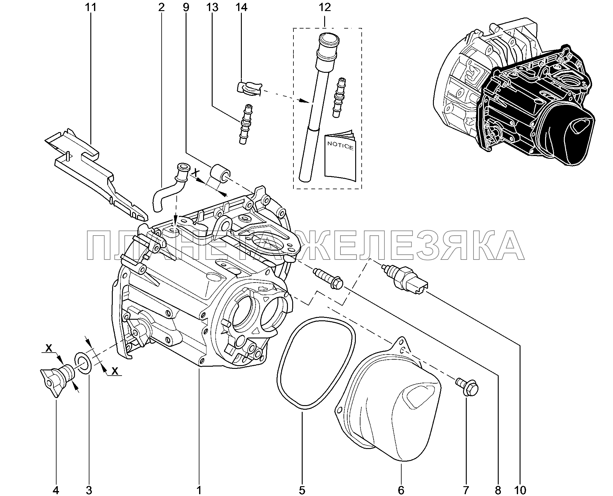 212014. Картер КПП и сцепления Lada Xray