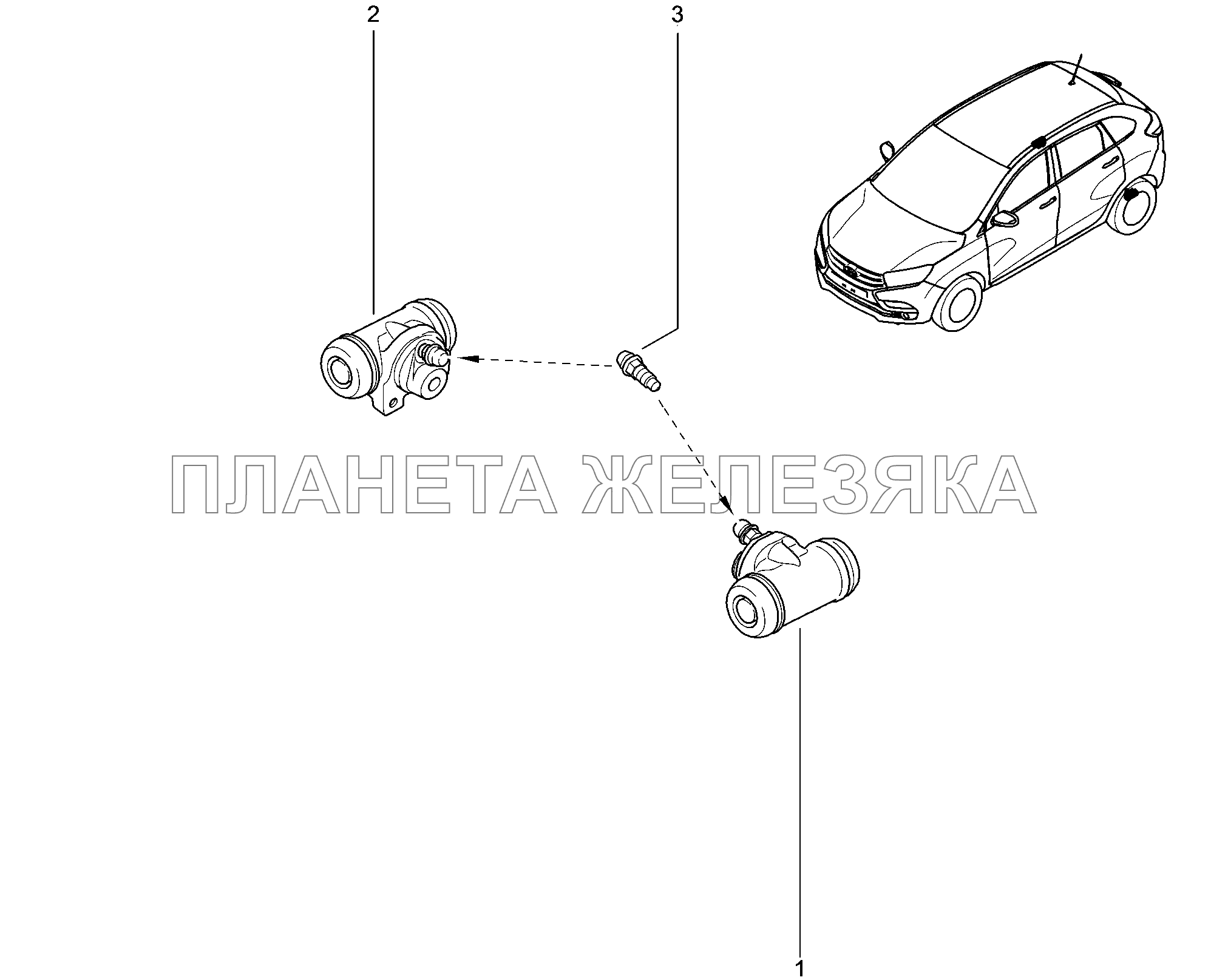 344010. Рабочий тормозной цилиндр Lada Xray