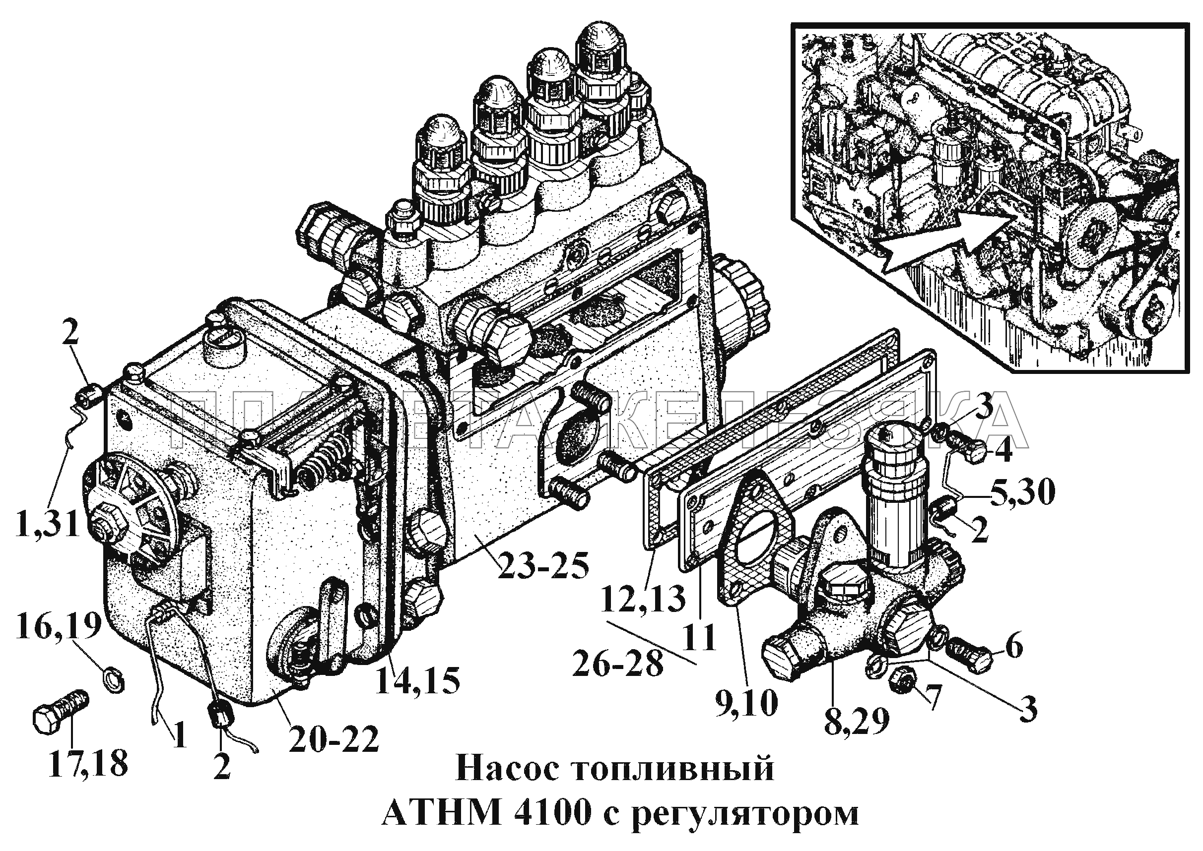 Насос топливный АТНМ 4100 с регулятором ВТ-100Д Насос топливный АТНМ 4100 с регулятором ВТ-100Д