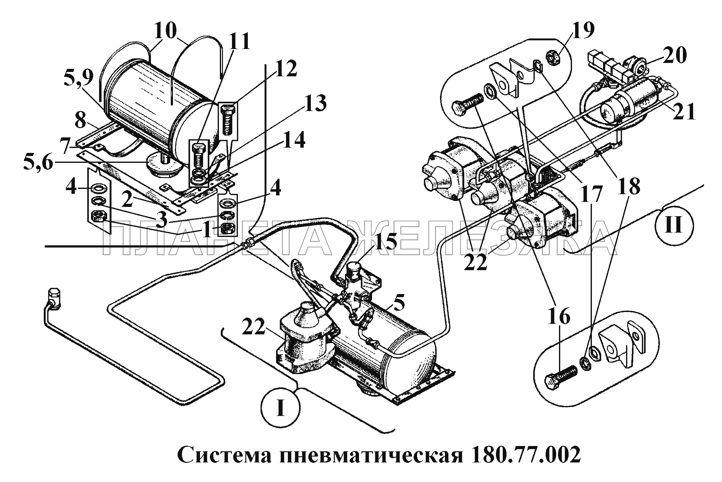 Система пневматическая 180.77.002 (1) ВТ-100Д