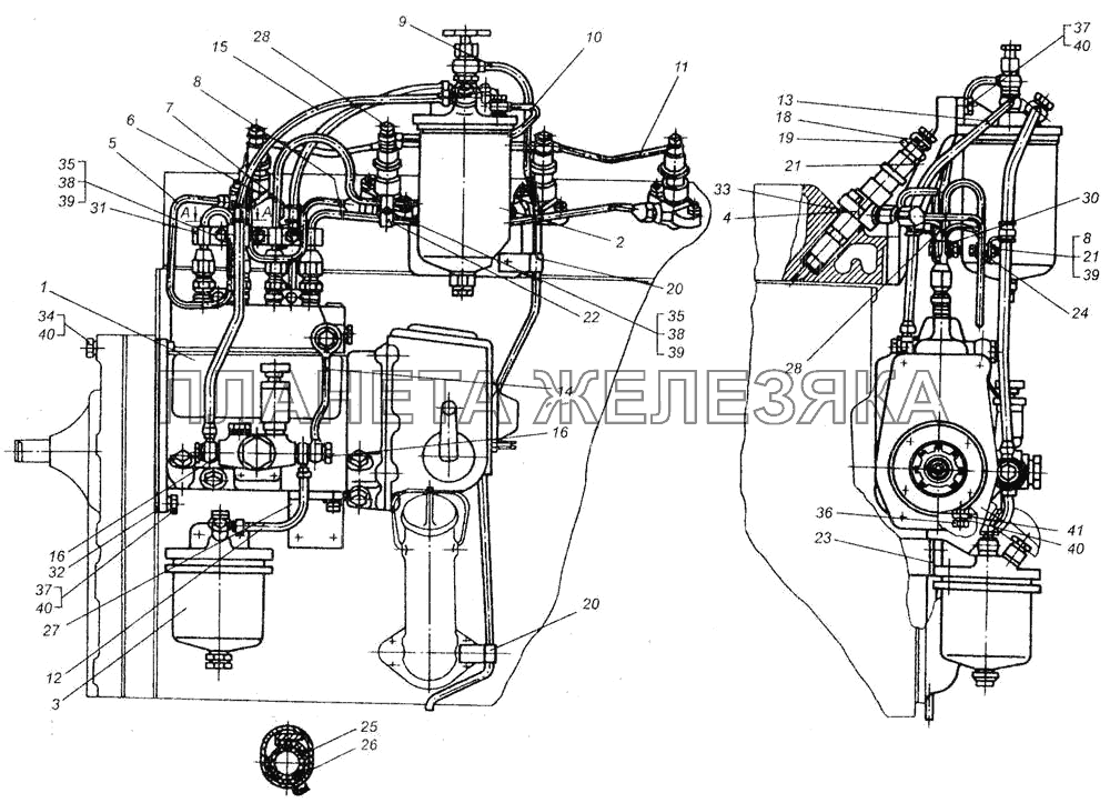Топливная система дизеля СМД-14НГ ДТ-75В, ДТ-75БВ, ДТ75Н
