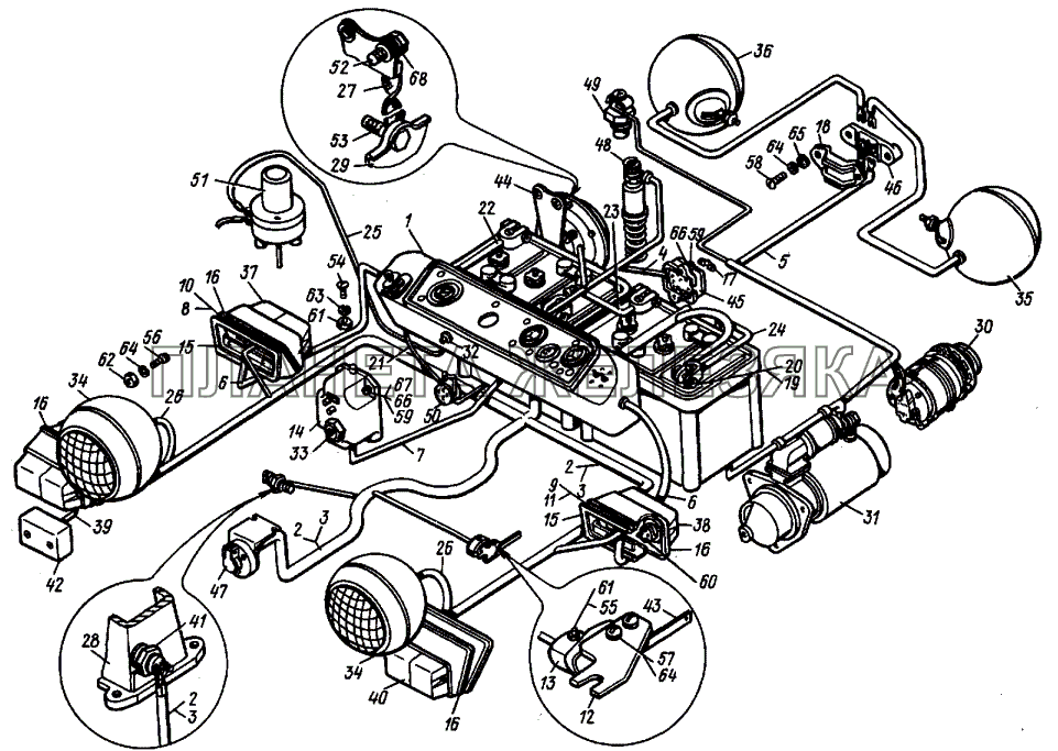 Электрооборудование и приборы (схема) Т-30A-80