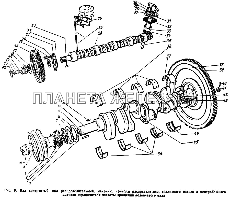 Вал коленчатый, вал распределительный, маховик ЗИЛ-431410 Каталог 1989 г.