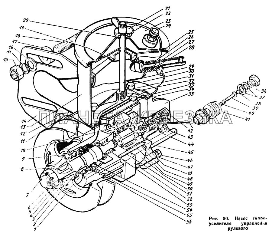 Насос гидроусилителя управления рулевого ЗИЛ-431410 Каталог 1989 г.
