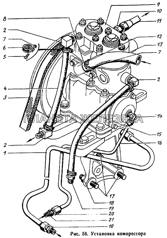Установка компрессора ЗИЛ-431410 Каталог 1989 г.
