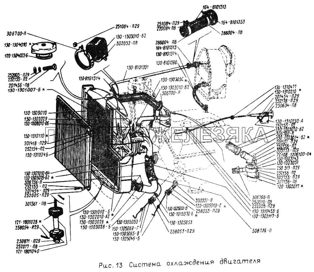 Система охлаждения двигателя ЗИЛ-431410 (130)