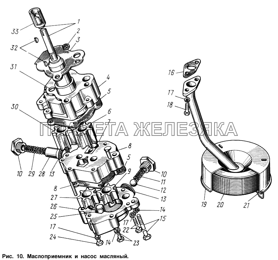 Маслоприемник и насос масляный ЗИЛ-131