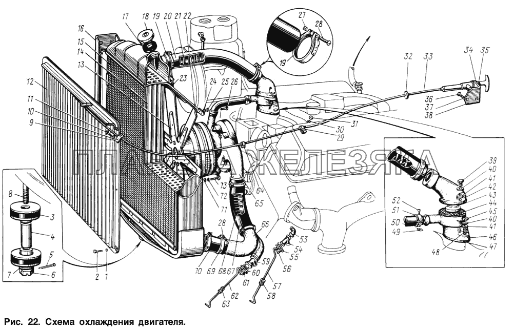 Схема охлаждения двигателя ЗИЛ-131