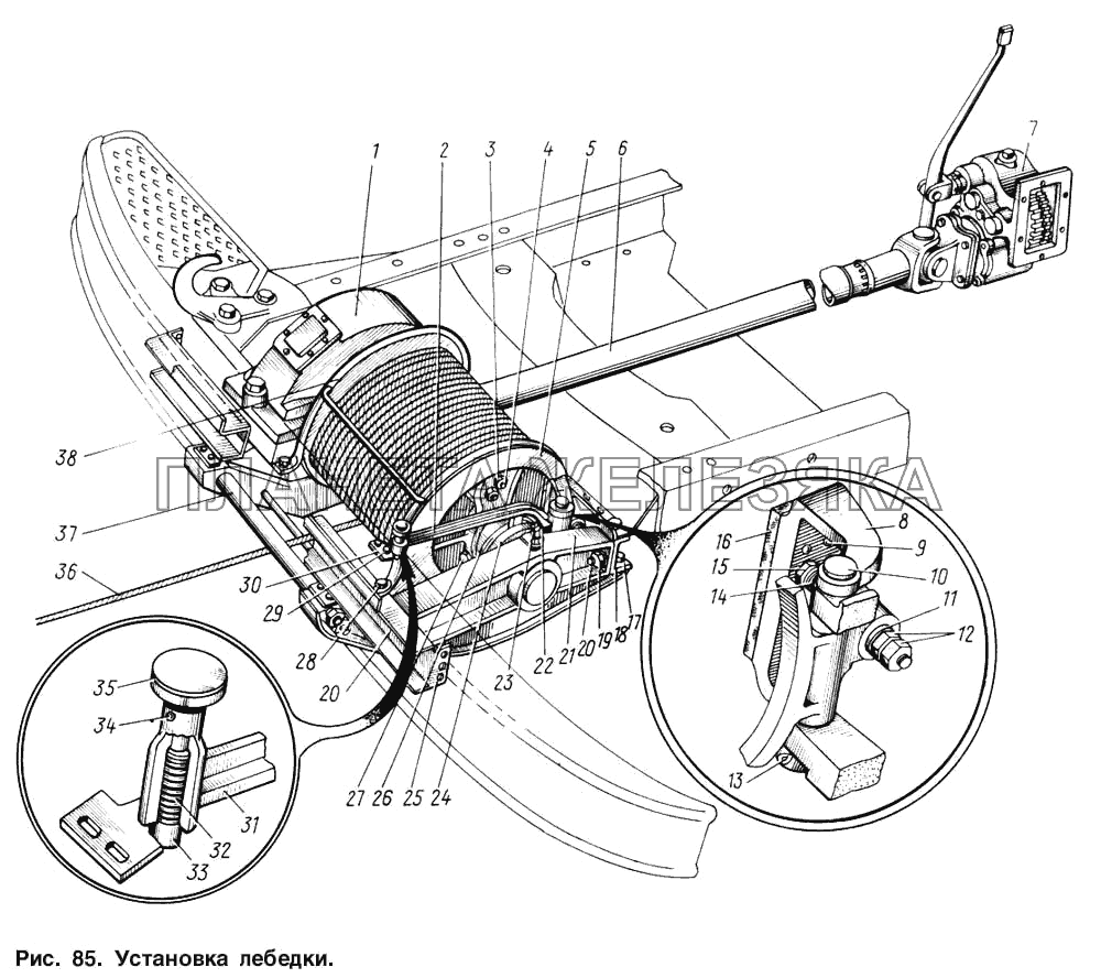 Установка лебедки ЗИЛ-131