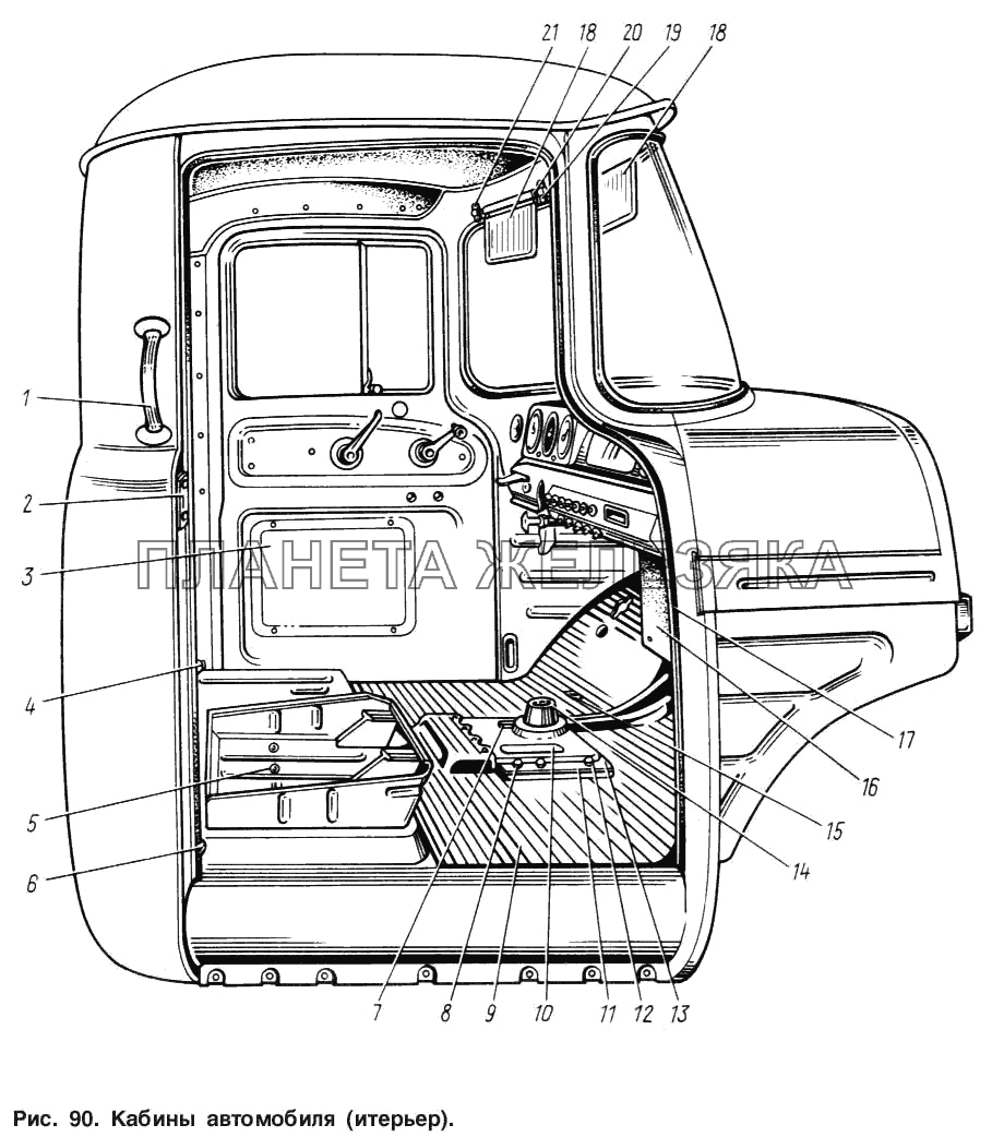 Кабина автомобиля (интерьер) ЗИЛ-131