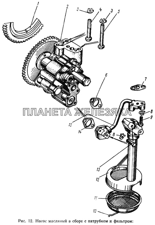 Насос масляный в сборе с патрубком и фильтром ЗИЛ-133ГЯ