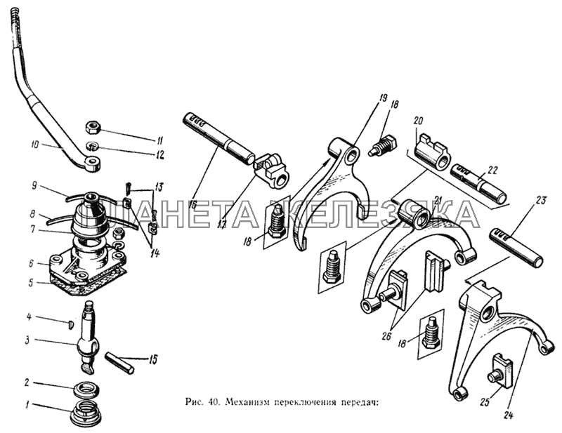 Механизм переключения передач ЗИЛ-133ГЯ