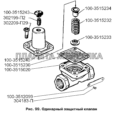 Одинарный защитный клапан ЗИЛ-3250