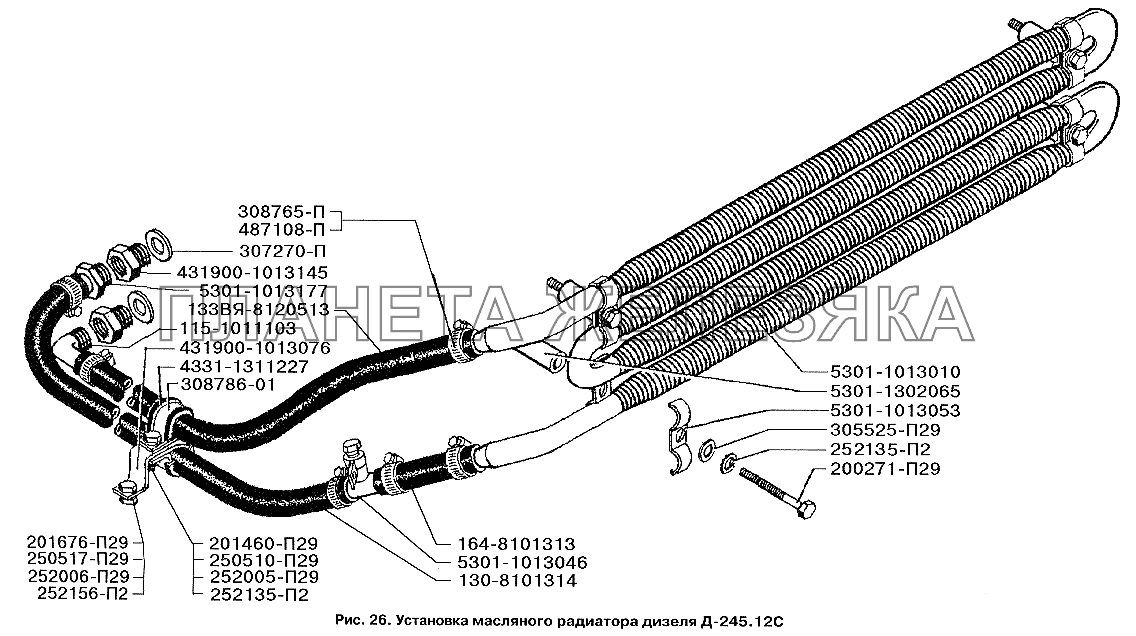 Установка масляного радиатора дизеля Д-245.12С ЗИЛ-3250