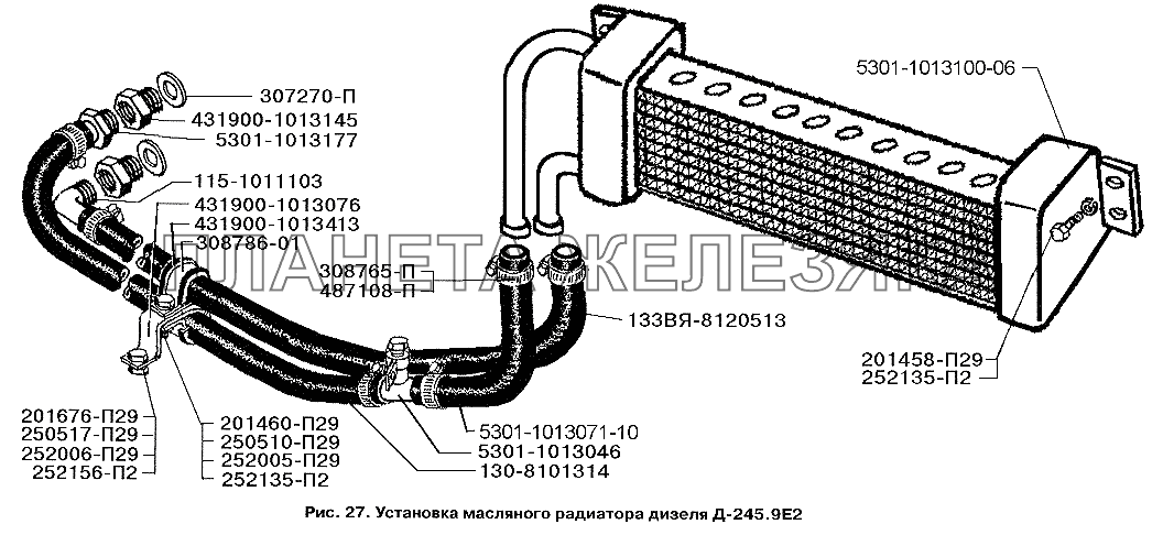 Установка масляного радиатора дизеля Д-245.9Е2 ЗИЛ-3250