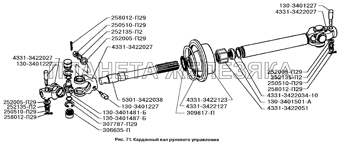 Карданный вал рулевого управления ЗИЛ-3250