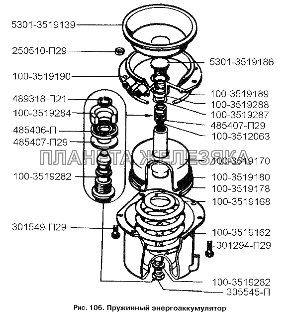 Пружинный энергоаккумулятор ЗИЛ-3250