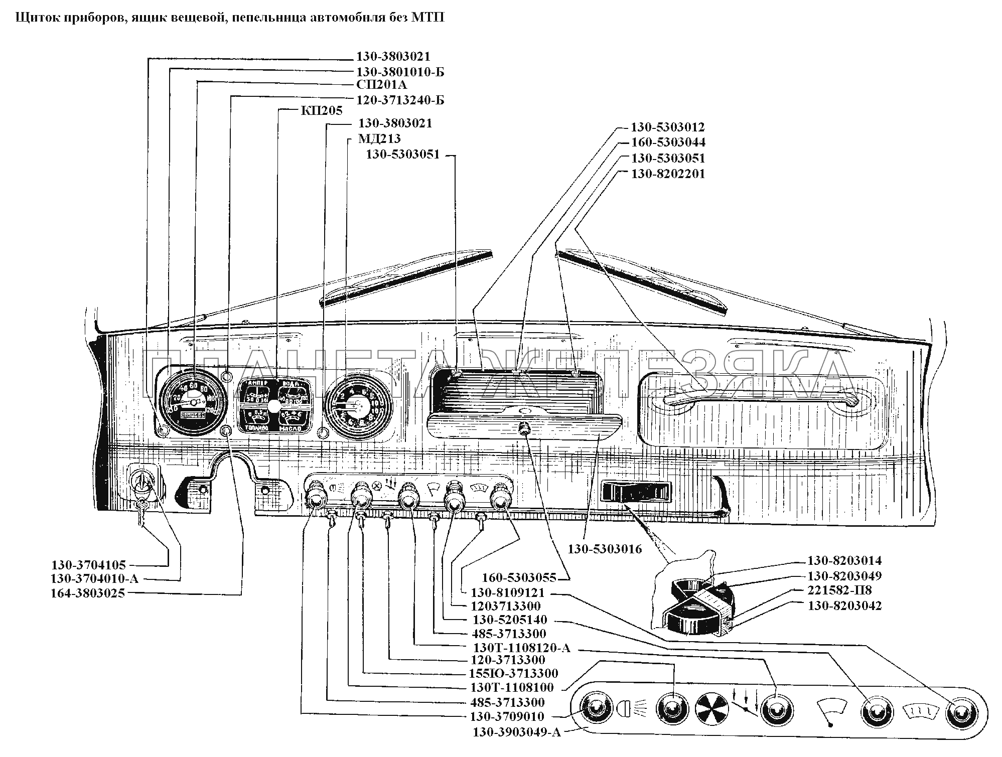 Приборы\Щиток приборов, ящик вещевой, пепельница автомобиля без МТП ЗИЛ-431416