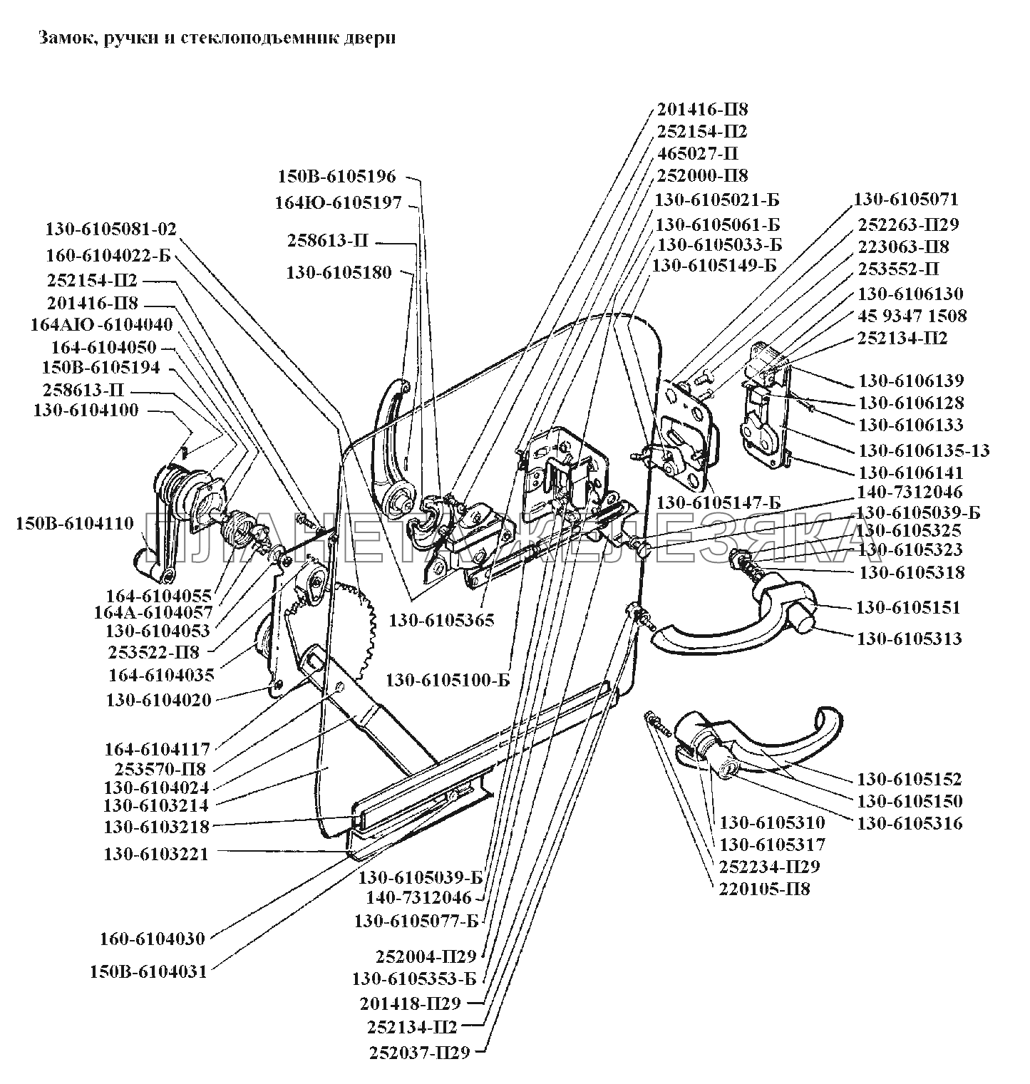 Двери\Замок, ручки и стеклоподъемник двери ЗИЛ-431416