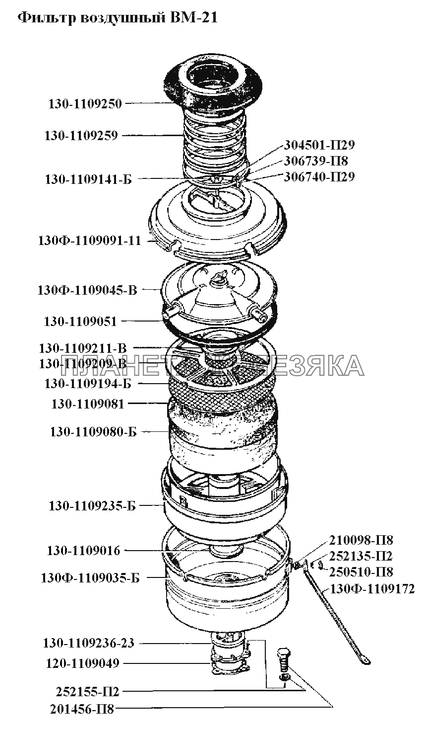 Система питания\Фильтр воздушный ВМ-21 ЗИЛ-431416