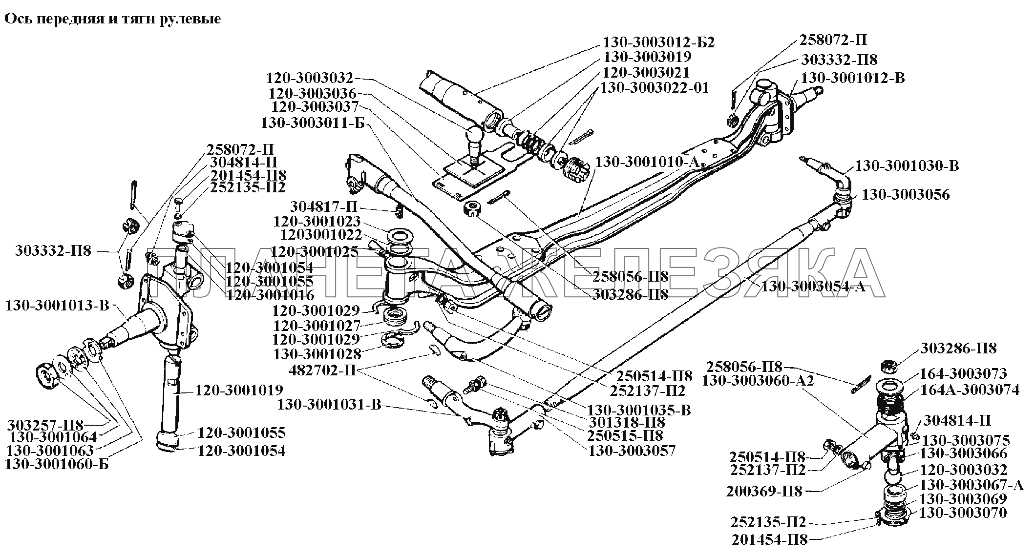 Ось передняя\Ось передняя и тяги рулевые ЗИЛ-431416