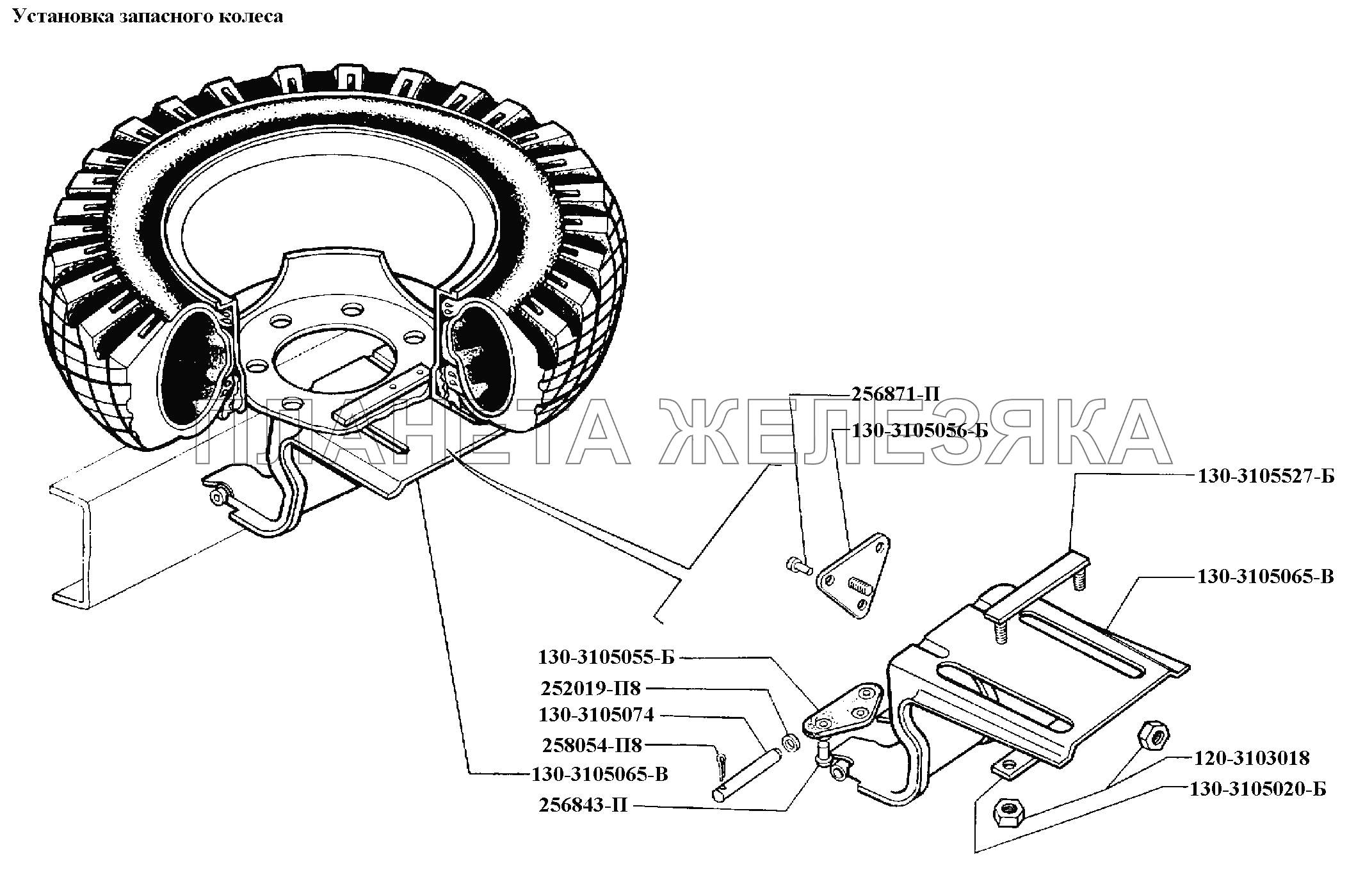 Колеса и ступицы\Установка запасного колеса ЗИЛ-431416