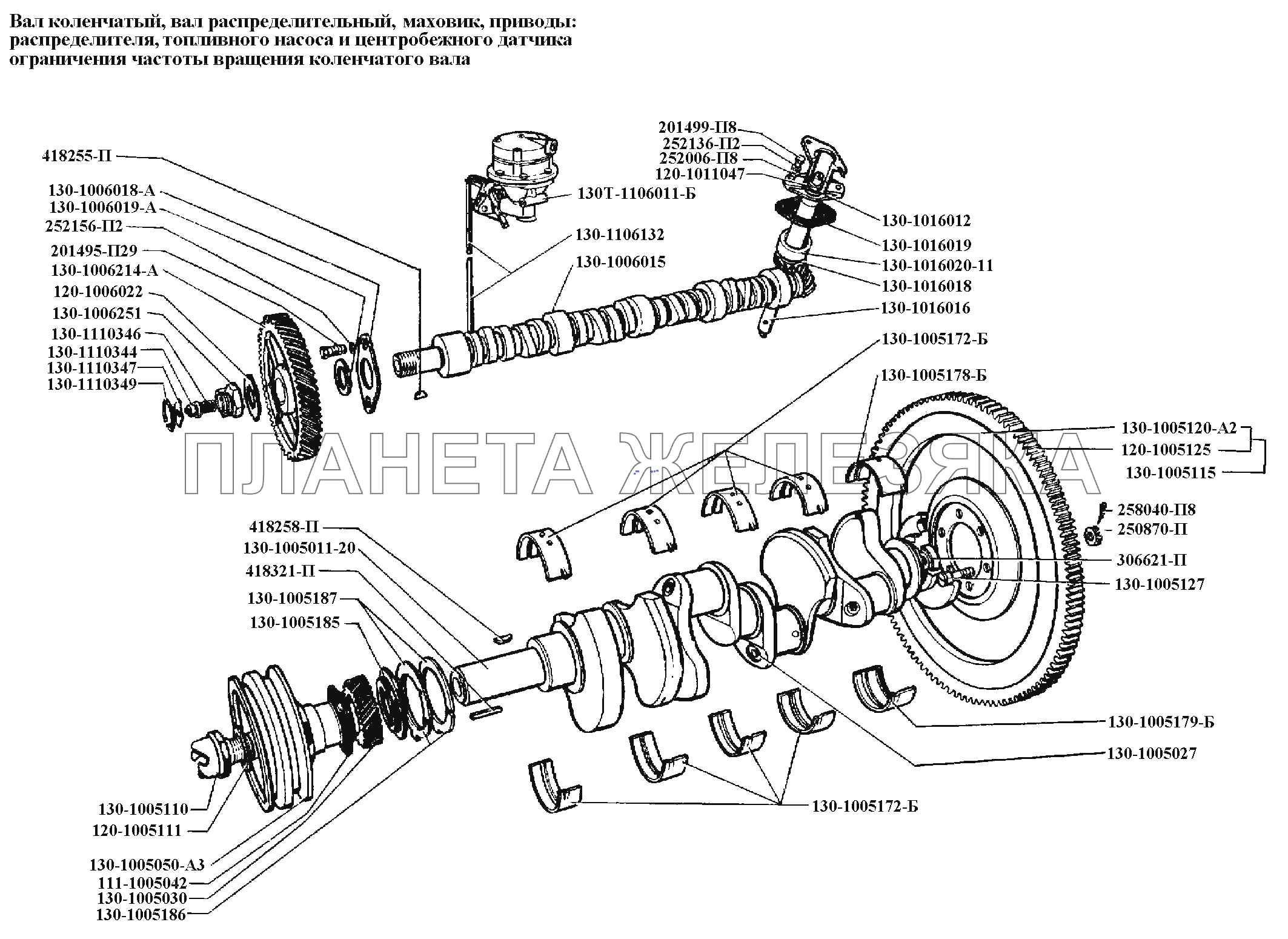 Двигатель\Вал коленчатый, вал распределительный, маховик, приводы ЗИЛ-431416