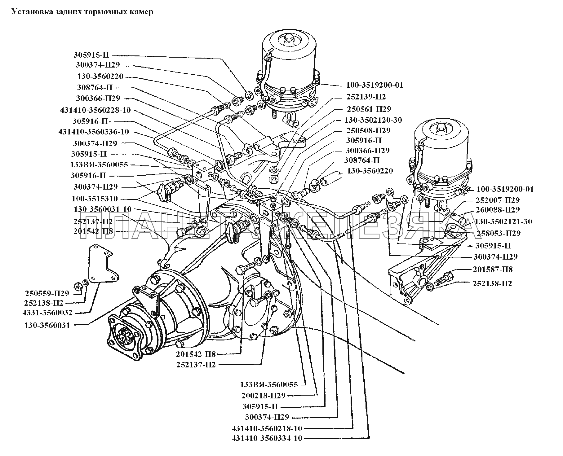 Тормоза\Установка задних тормозных камер ЗИЛ-431416