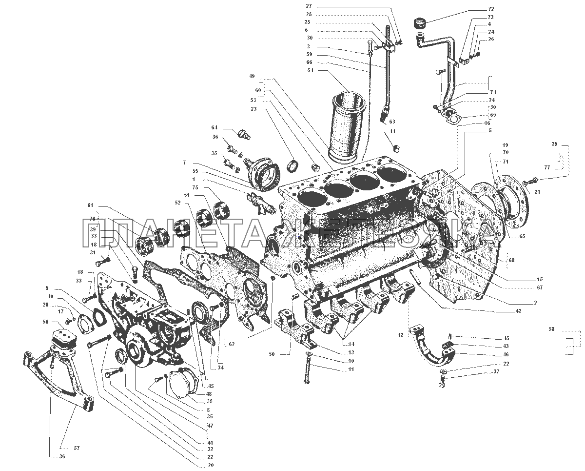 Блок цилиндров ЗИЛ-43272Н, 43273Н