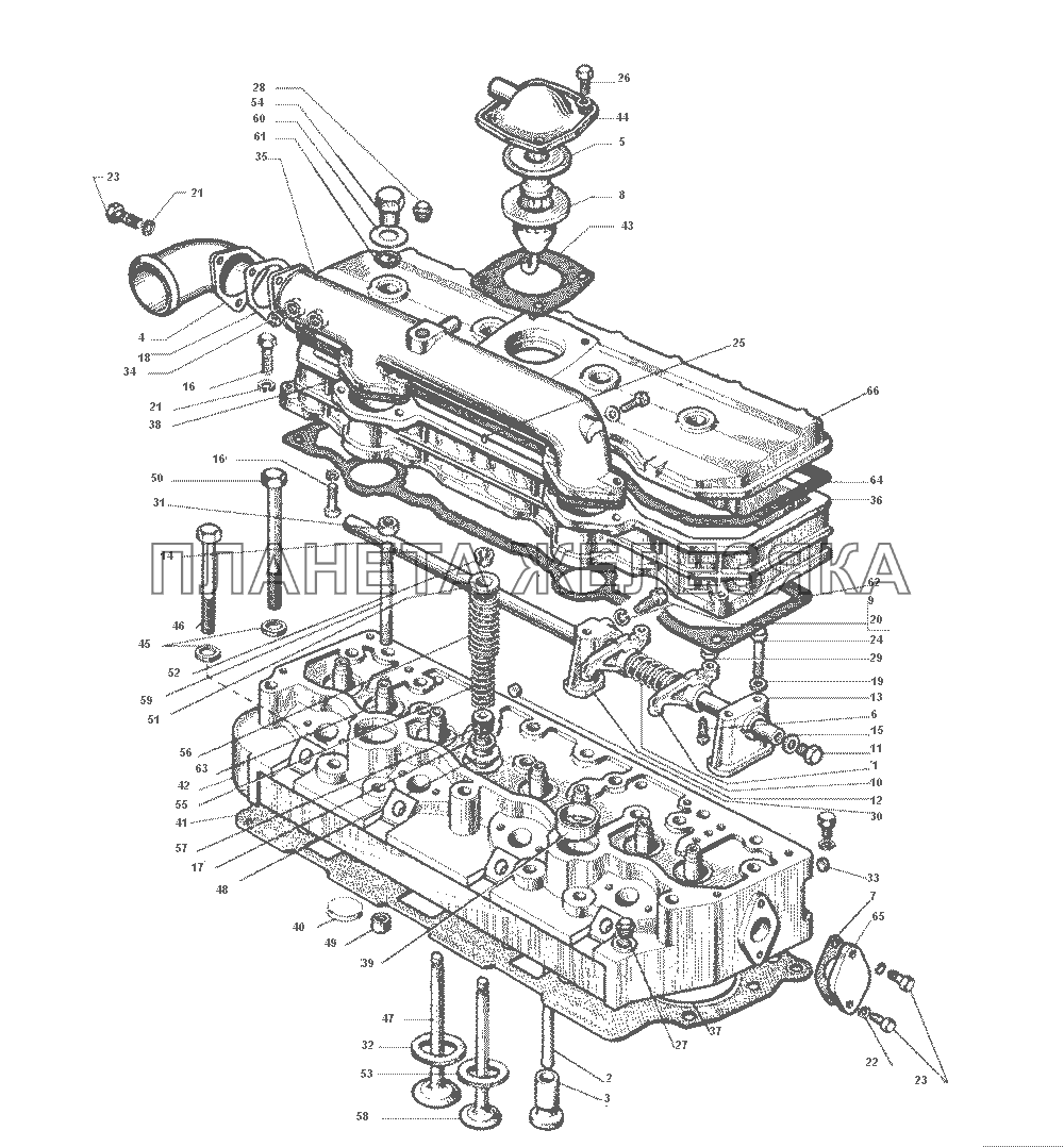 Головка блока, клапаны и толкатели ЗИЛ-43272Н, 43273Н