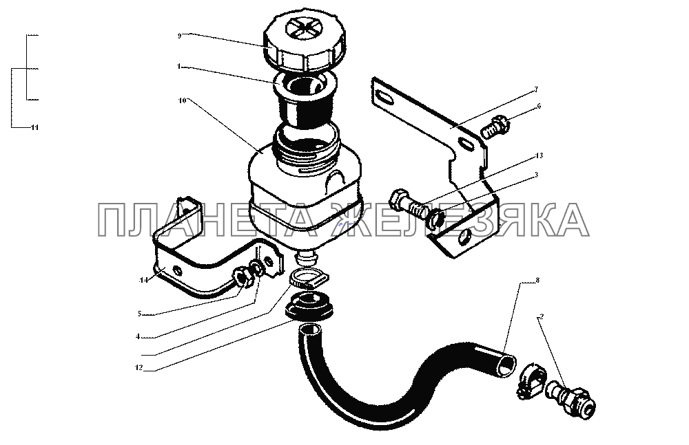 Бачок главного цилиндра управления сцеплением ЗИЛ-43272Н, 43273Н