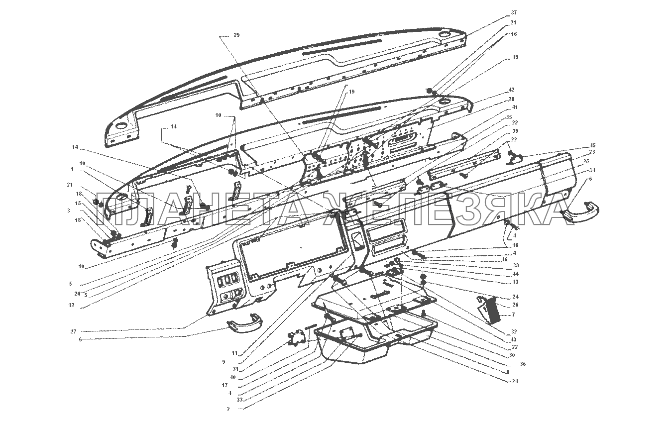 Панели щитка приборов ЗИЛ-43272Н, 43273Н