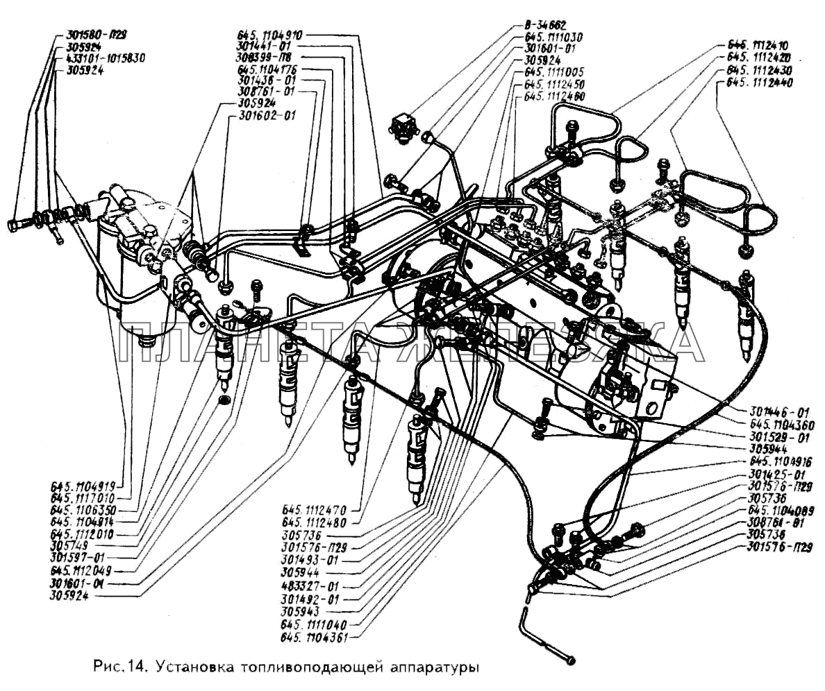 Установка топливоподающей аппаратуры ЗИЛ-433100