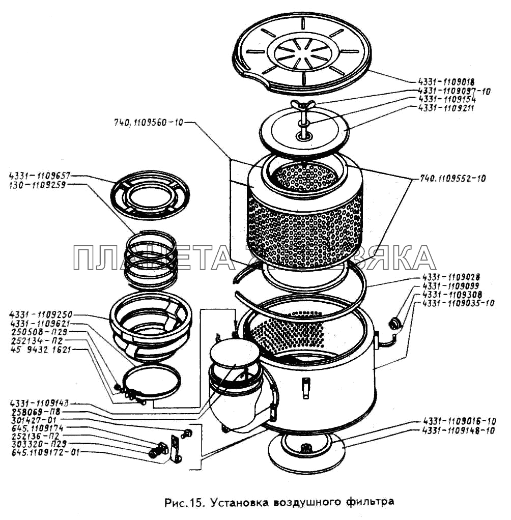 Установка воздушного фильтра ЗИЛ-433100