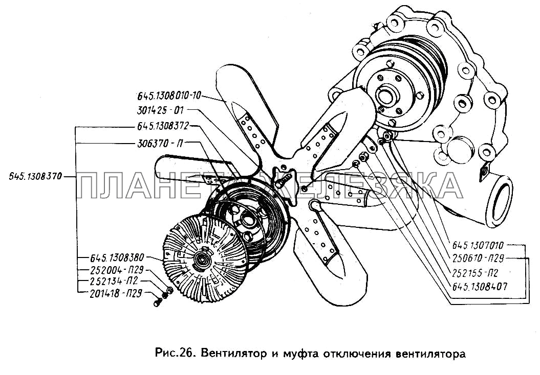 Вентилятор и муфта отключения вентилятора ЗИЛ-433100