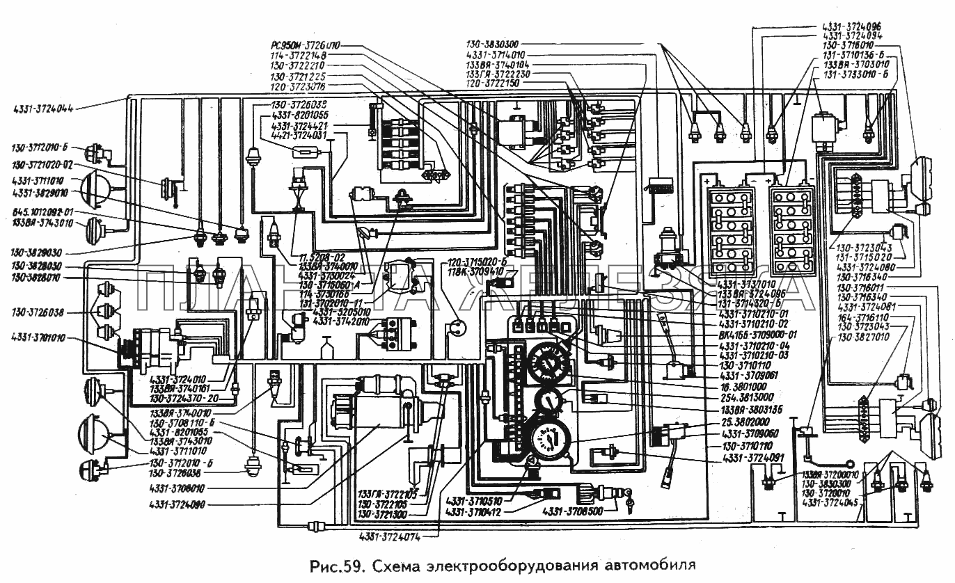 Схема электрооборудования автомобиля ЗИЛ-433100