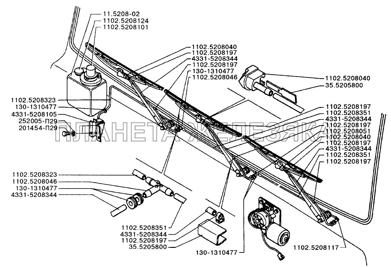 Установка обмыва ветрового стекла ЗИЛ-433110