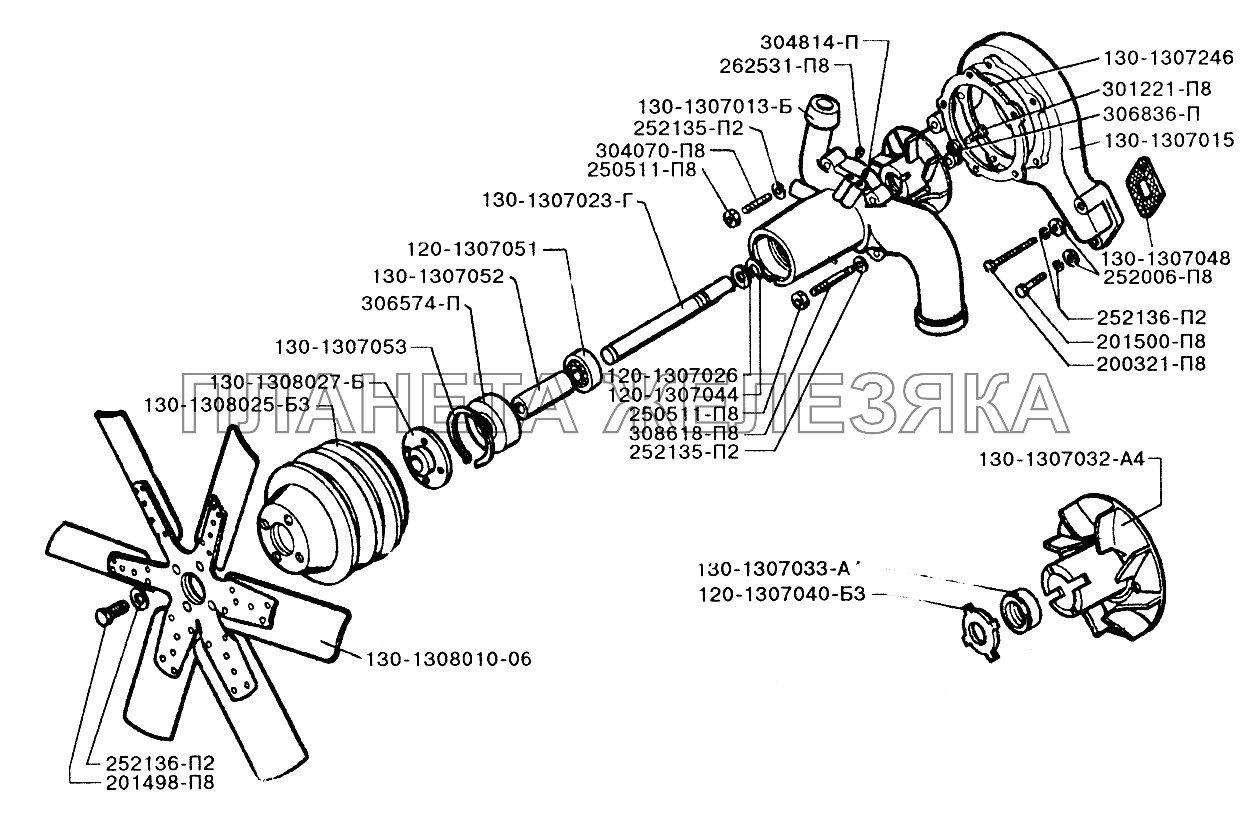 Водяной насос и вентилятор ЗИЛ-433110