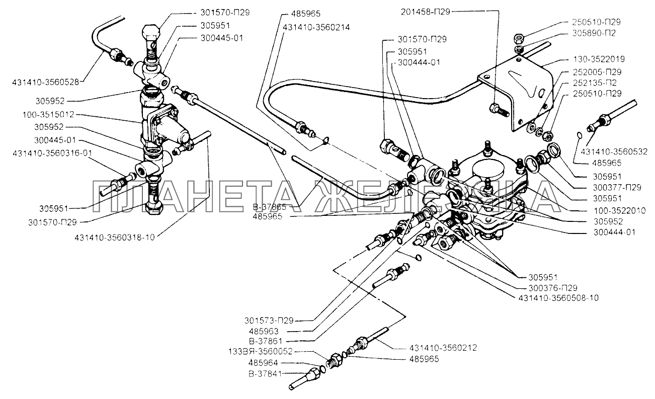 Установка клапана управления тормозами ЗИЛ-433110