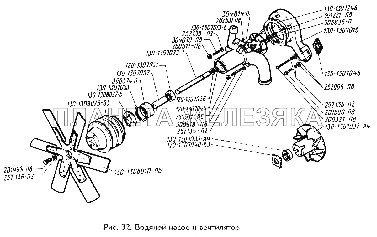 Водяной насос и вентилятор ЗИЛ-433360