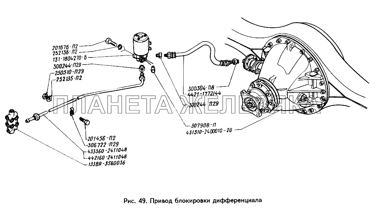 Привод блокировки дифференциала ЗИЛ-433360