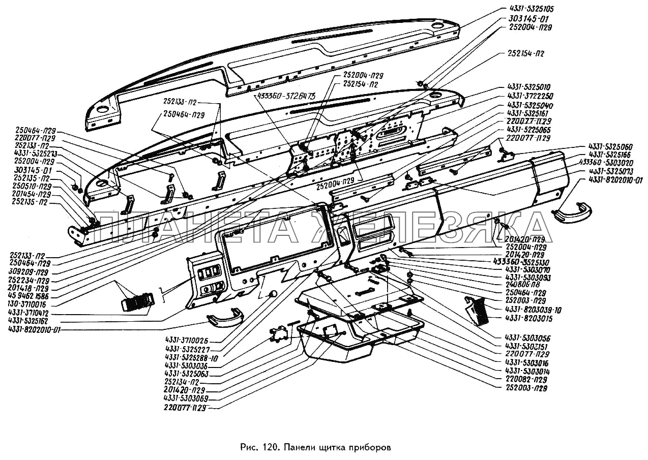 Панели щитка приборов ЗИЛ-433360