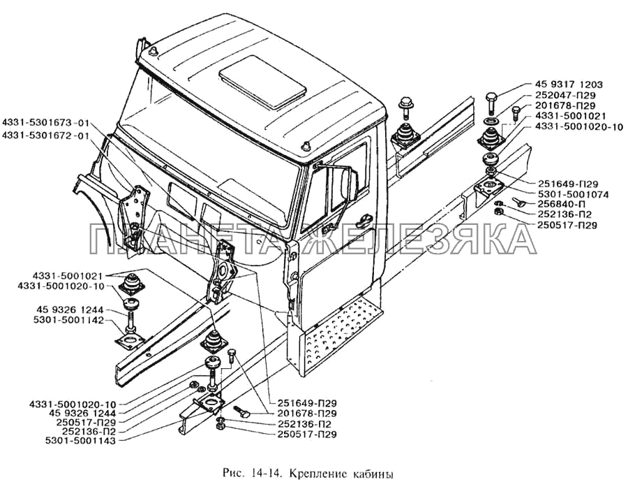 Крепление кабины ЗИЛ-3250