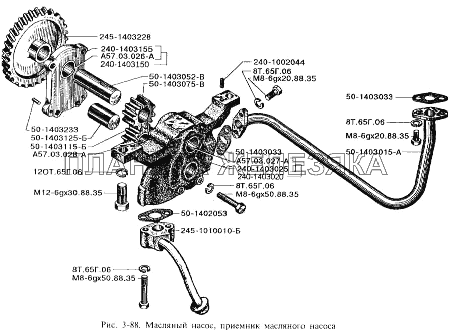 Масляный насос, приемник масляного насоса ЗИЛ-3250