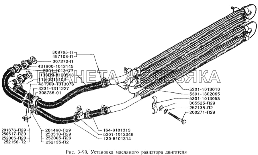 Установка масляного радиатора двигателя ЗИЛ-3250